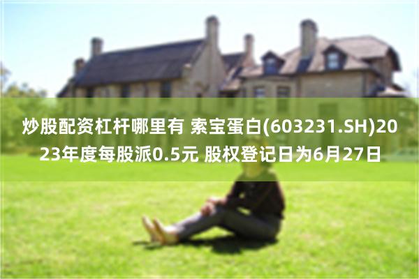 炒股配资杠杆哪里有 索宝蛋白(603231.SH)2023年度每股派0.5元 股权登记日为6月27日