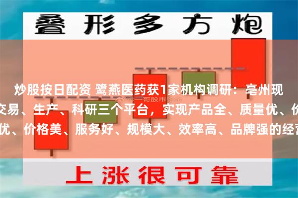 炒股按日配资 鹭燕医药获1家机构调研：亳州现代中药生产项目将建设交易、生产、科研三个平台，实现产品全、质量优、价格美、服务好、规模大、效率高、品牌强的经营目标（附调研问答）