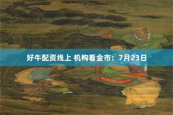 好牛配资线上 机构看金市：7月23日