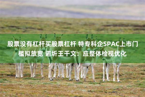 股票没有杠杆买股票杠杆 特专科企SPAC上市门槛拟放宽 诺圻王干文：应整体检视优化