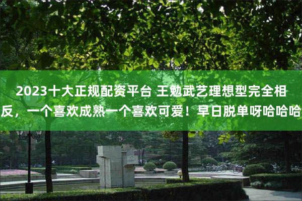 2023十大正规配资平台 王勉武艺理想型完全相反，一个喜欢成熟一个喜欢可爱！早日脱单呀哈哈哈