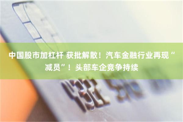 中国股市加杠杆 获批解散！汽车金融行业再现“减员”！头部车企竞争持续